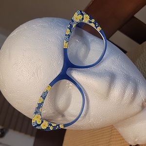 EyeBuyDirect Thistle Blue Floral Cat Eye Prescription Eyeglass FRAMES 53-18-140